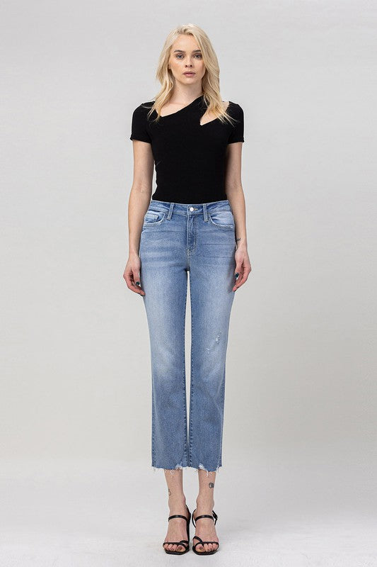 High Rise Crop Straight Jeans