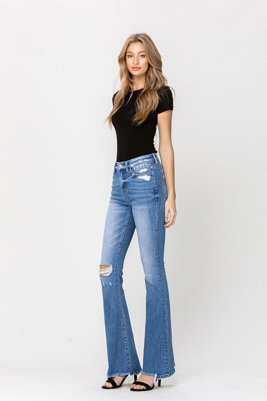 High Rise Flare W/Flare Detail Jeans