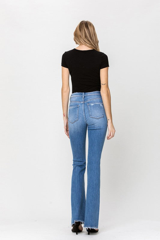 High Rise Flare W/Flare Detail Jeans