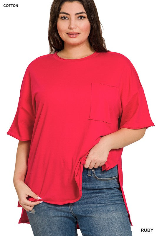 PLUS ROW EDGE HI-LOW HEM BOX TOP