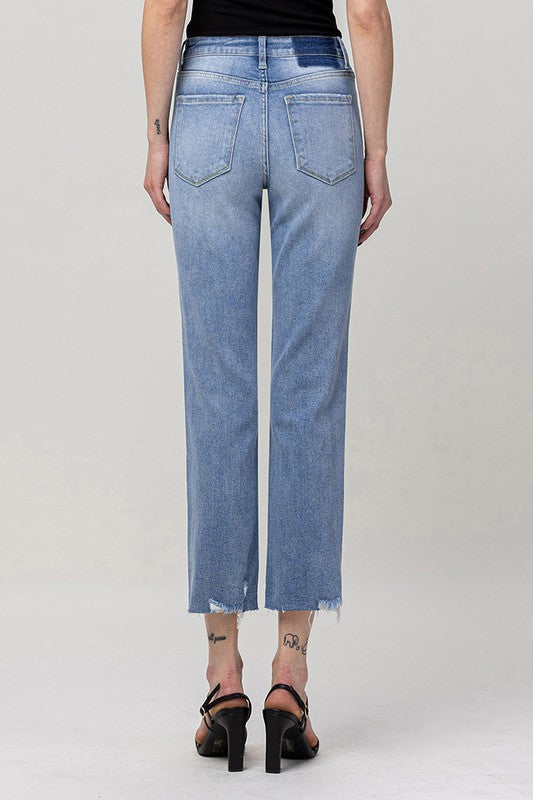 High Rise Crop Straight Jeans