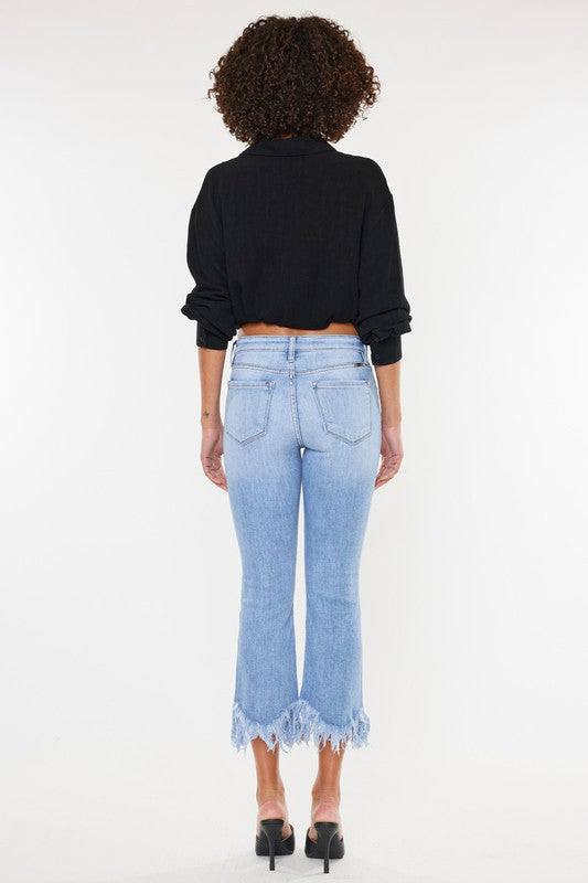 High Rise Crop Bootcut Denim Pants