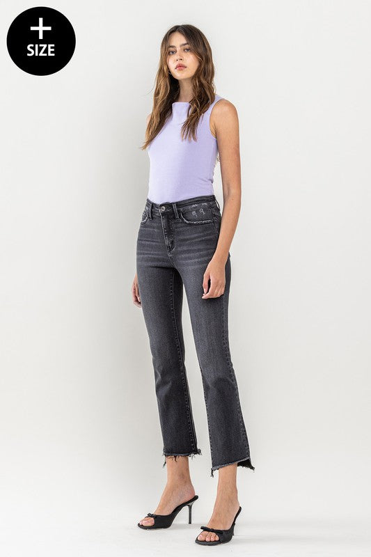 Plus Size High Rise Crop Flare Jeans