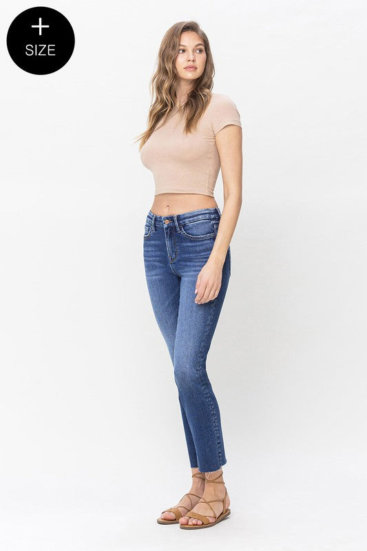 Plus Size High Rise Slim Straight Jeans