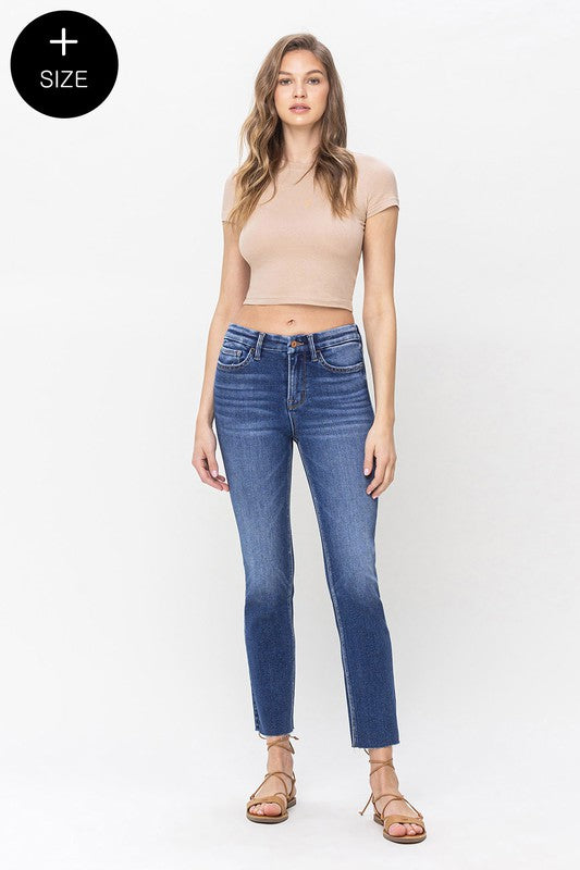 Plus Size High Rise Slim Straight Jeans