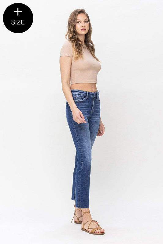 Plus Size High Rise Slim Straight Jeans