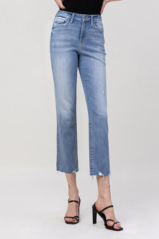 High Rise Crop Straight Jeans