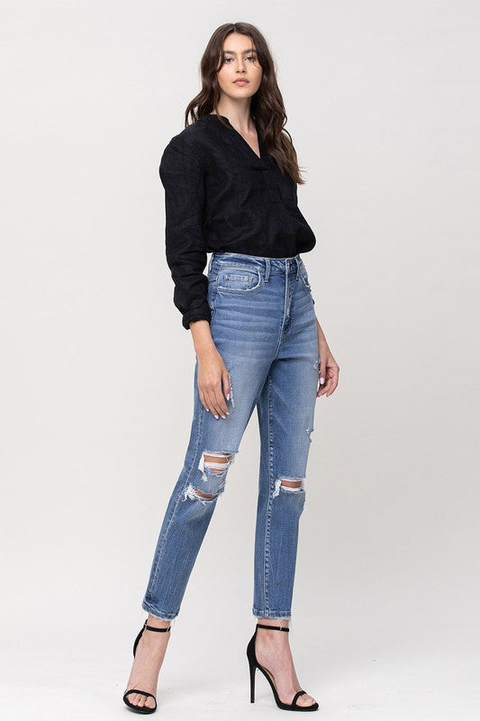 SUPER HIGH RISE STRETCH MOM JEANS