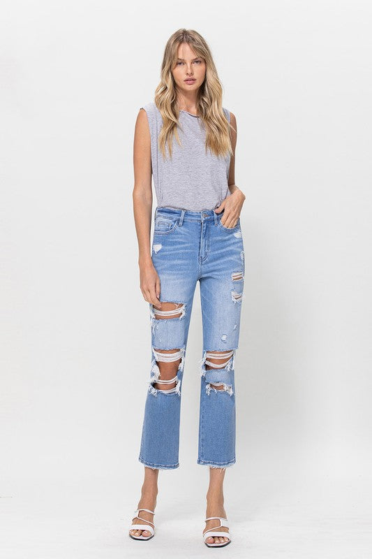 Stretch Super High Rise Crop Straight