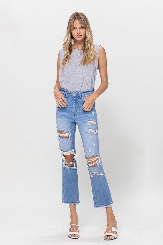 Stretch Super High Rise Crop Straight