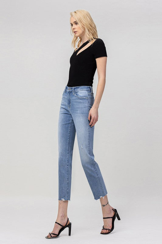 High Rise Crop Straight Jeans