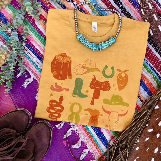 Rhinestone Cowgirl Mustard Tee