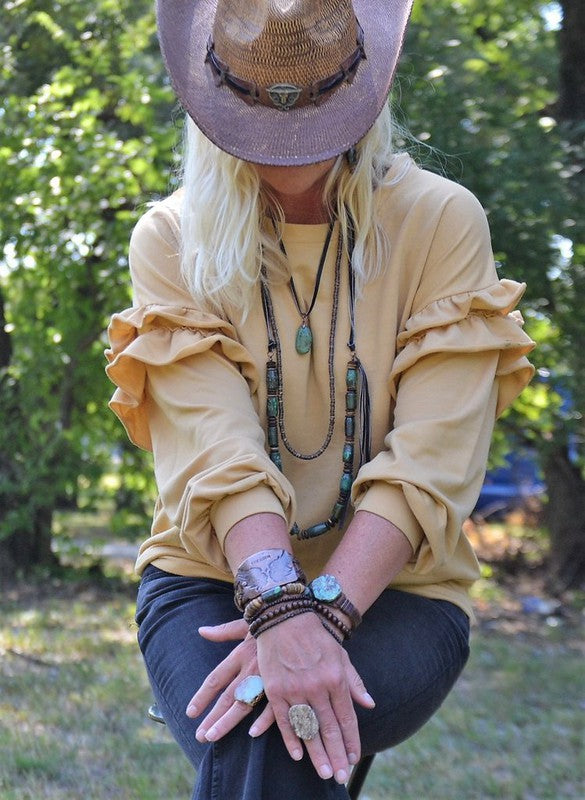 Leather Necklace with Turquoise Pendant Brown