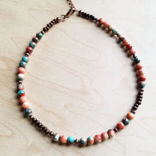 Multi Colored Turquoise Collar Length Necklace