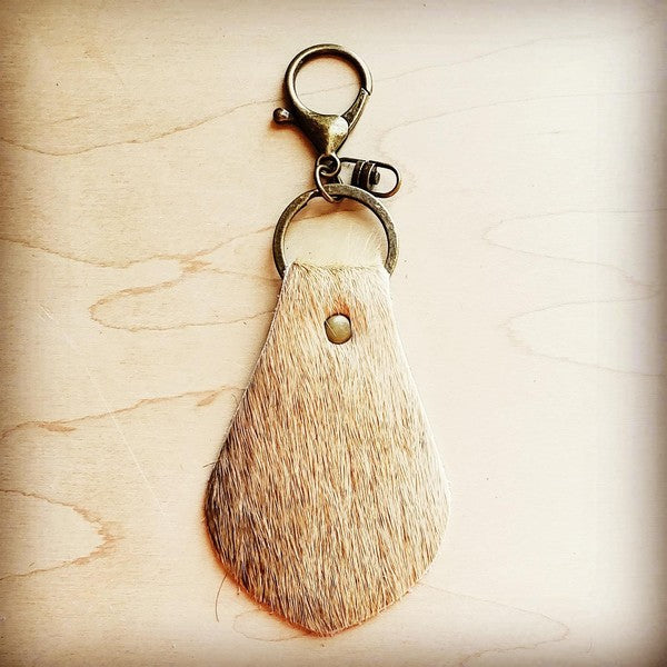 Hair on Hide Leather Key Chain   Naturals