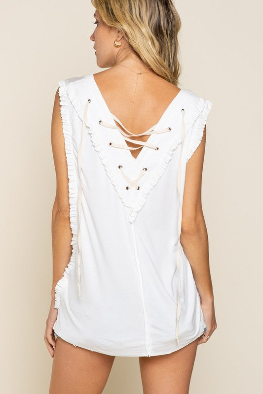 Criss cross Lace up Open Back Tank Top