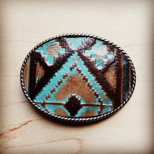 Rope Edge Navajo Leather Belt Buckle