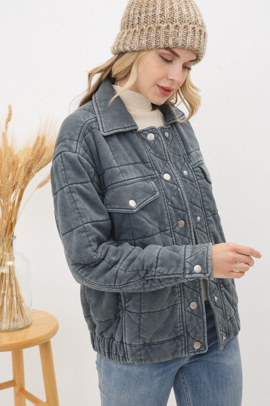 Garment Stone Washed Quilted Jacket