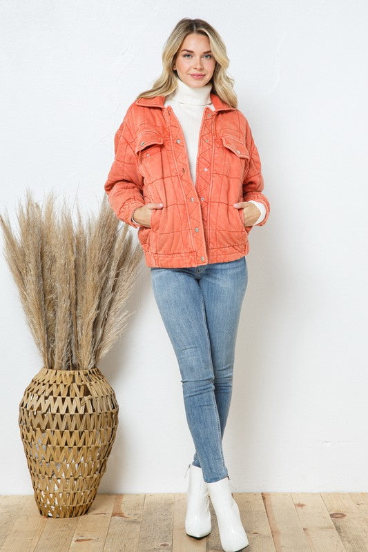 Garment Stone Washed Quilted Jacket