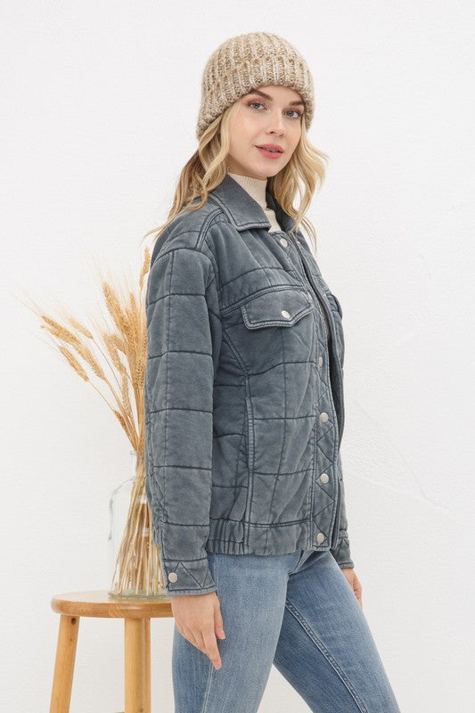 Garment Stone Washed Quilted Jacket