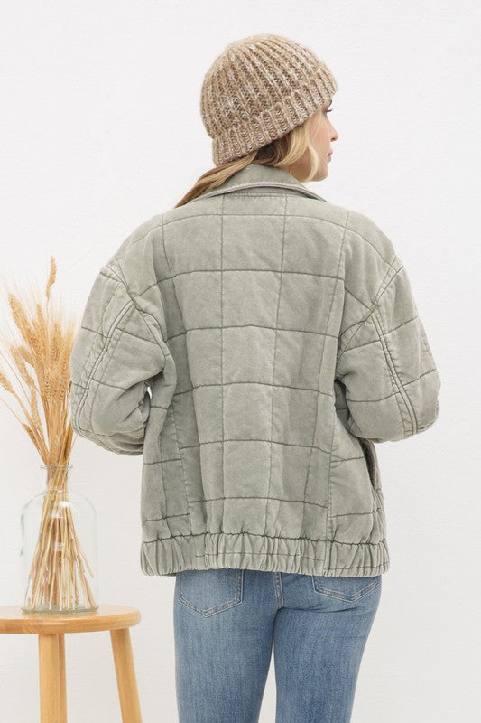 Garment Stone Washed Quilted Jacket