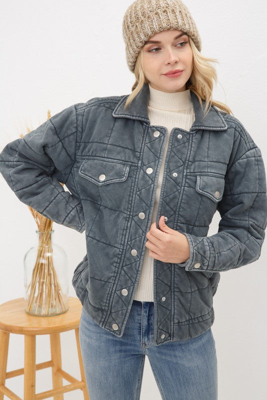 Garment Stone Washed Quilted Jacket