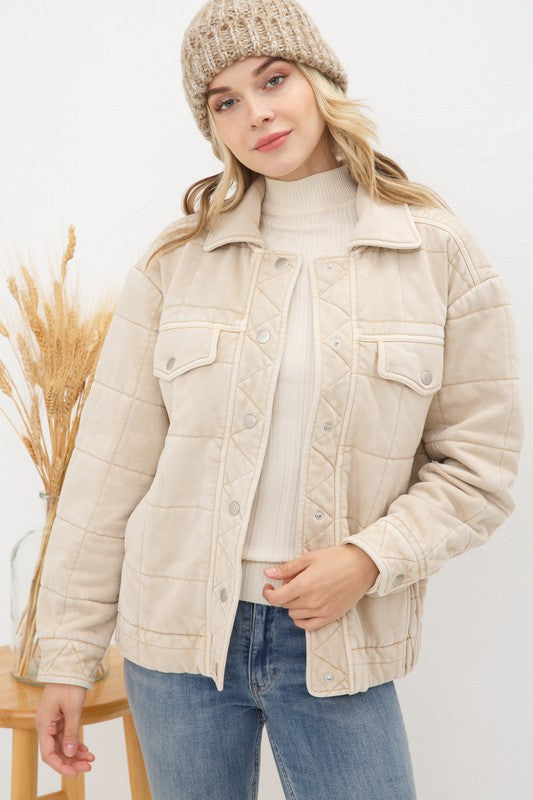 Garment Stone Washed Quilted Jacket