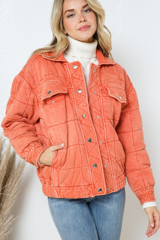 Garment Stone Washed Quilted Jacket