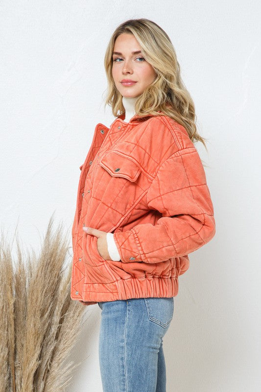 Garment Stone Washed Quilted Jacket