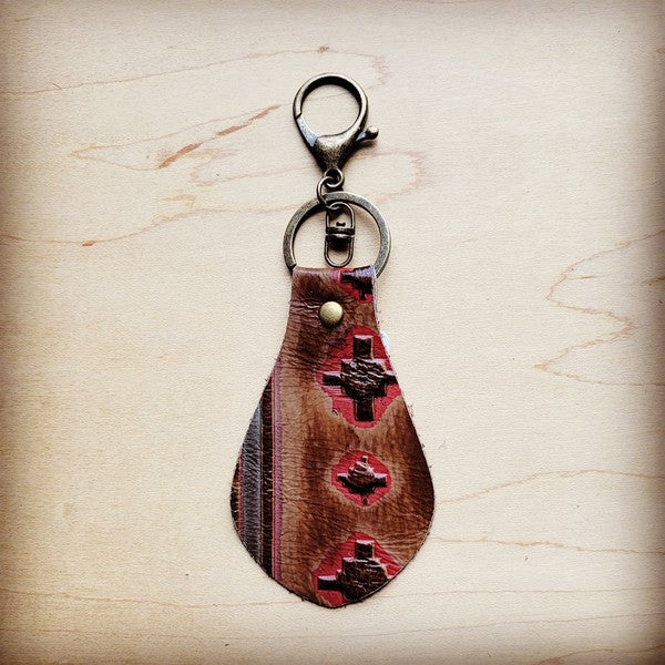 Leather Keychain Red Brown Navajo