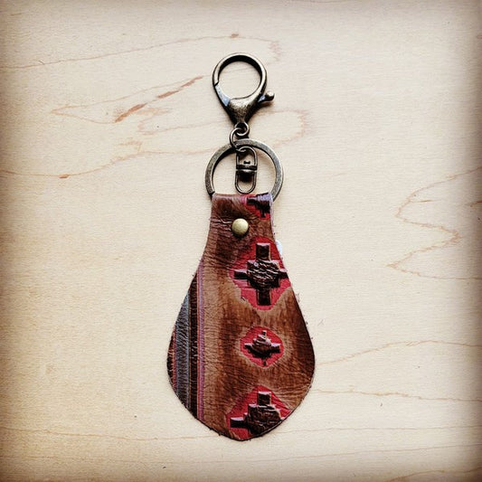 Leather Keychain Red Brown Navajo