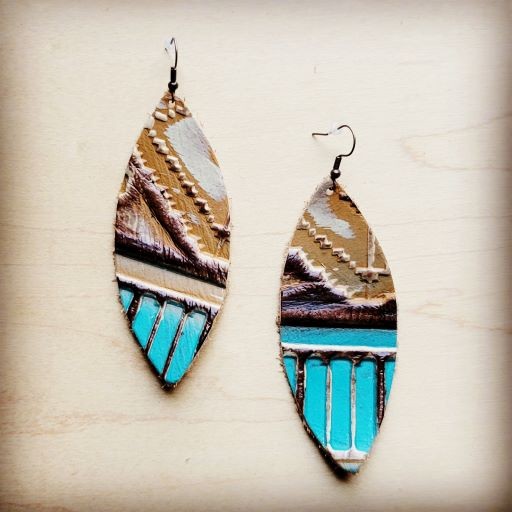 Narrow Oval Earrings in Turquoise Sahara Navajo