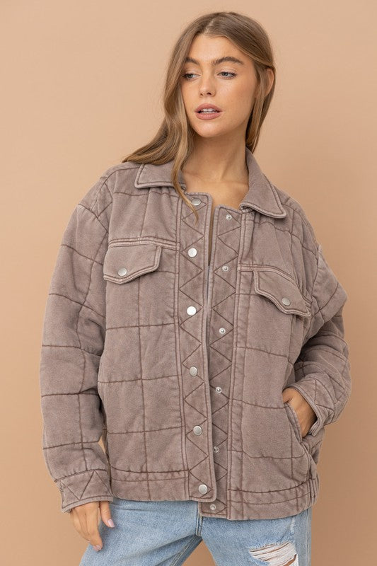 Garment Stone Washed Quilted Jacket