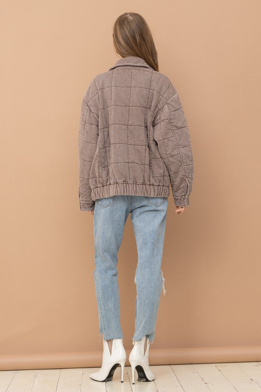 Garment Stone Washed Quilted Jacket