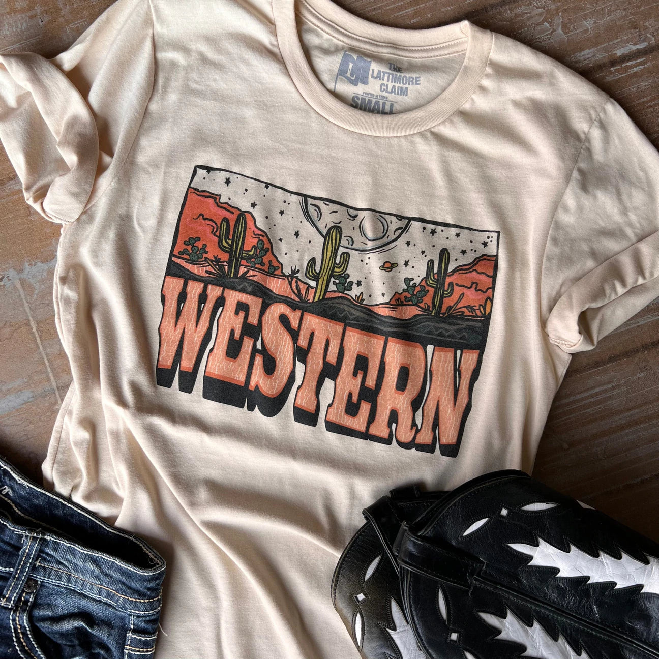 Western Tee - Cream