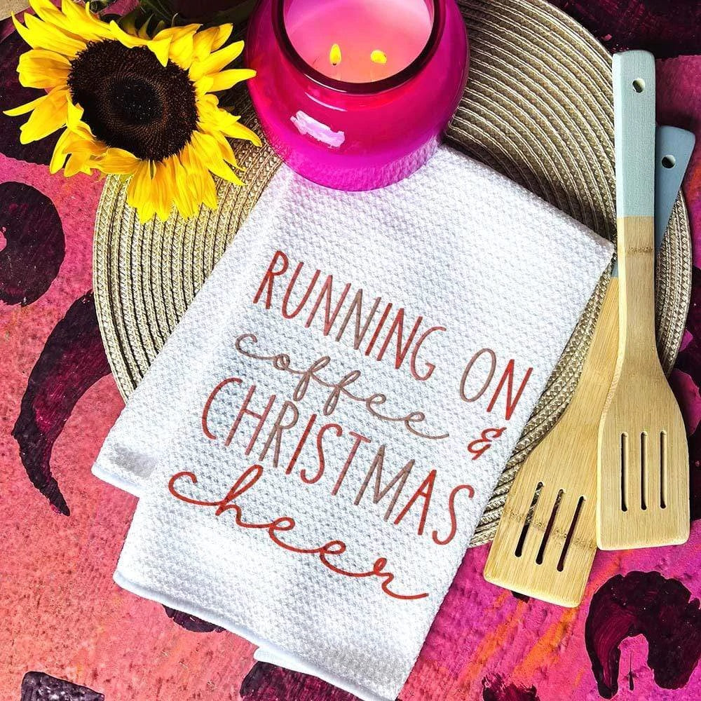 Running on Coffee & Christmas Cheer Hand Towel