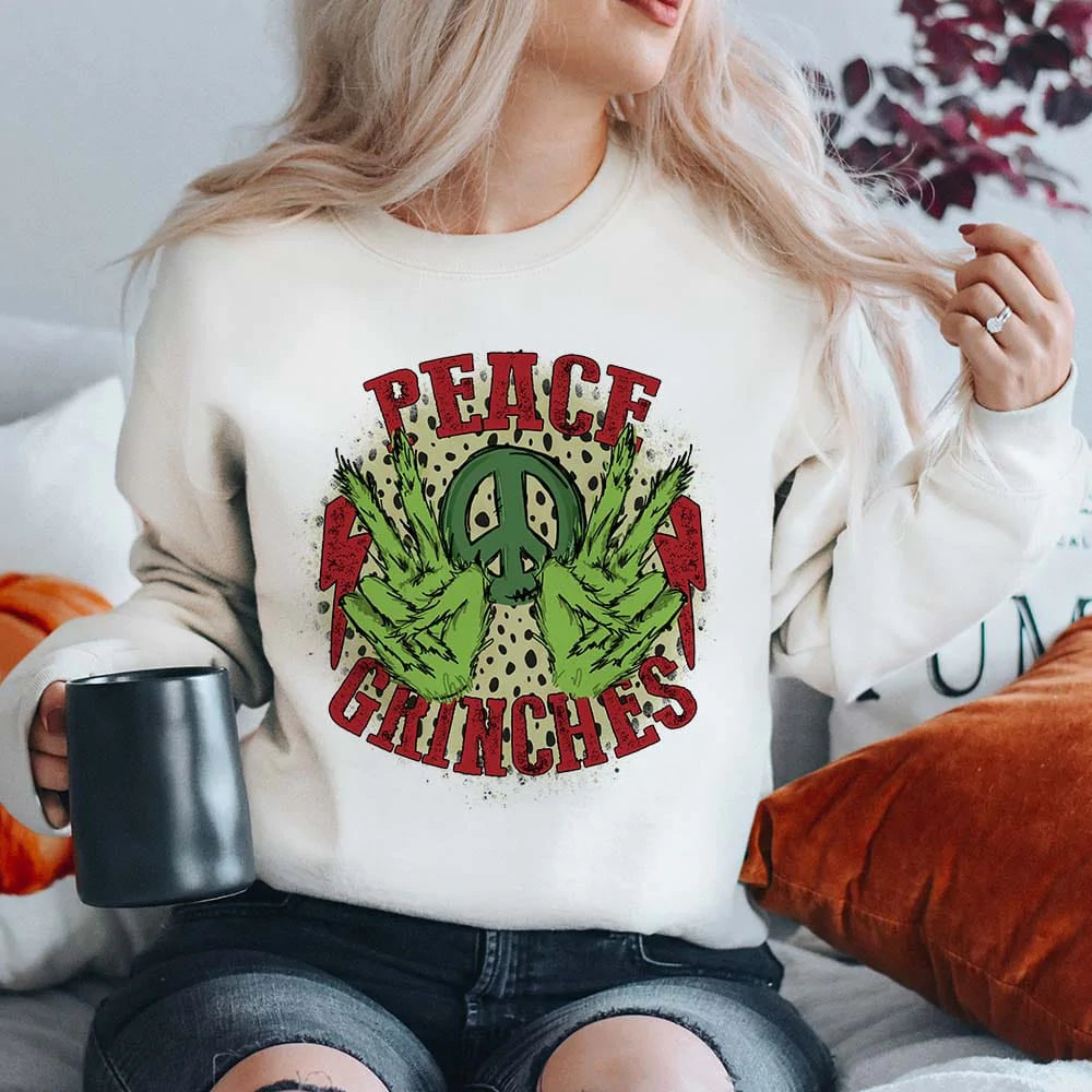 Peace Grinches Sweatshirt - White