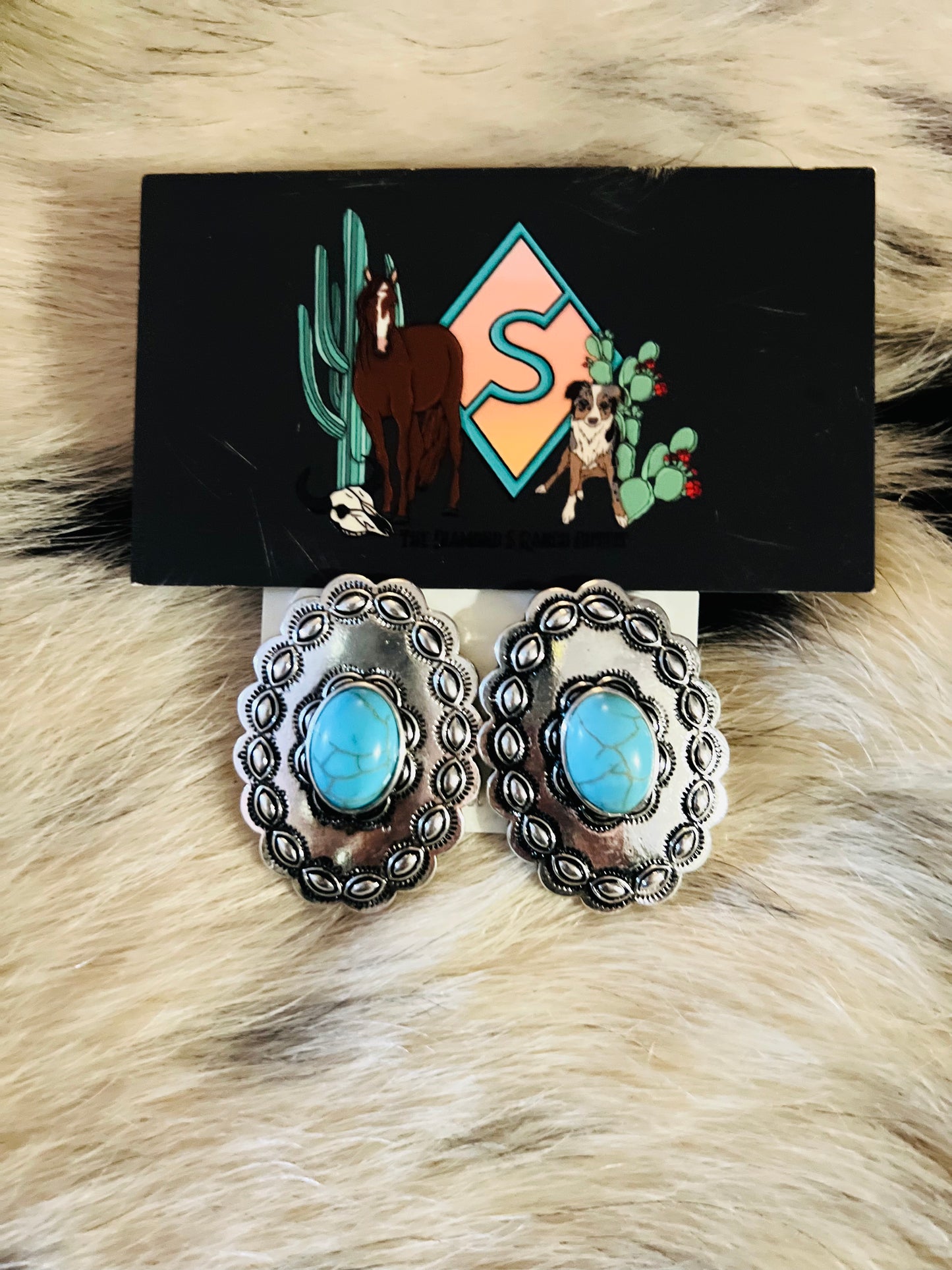 Turquoise Concho Earrings