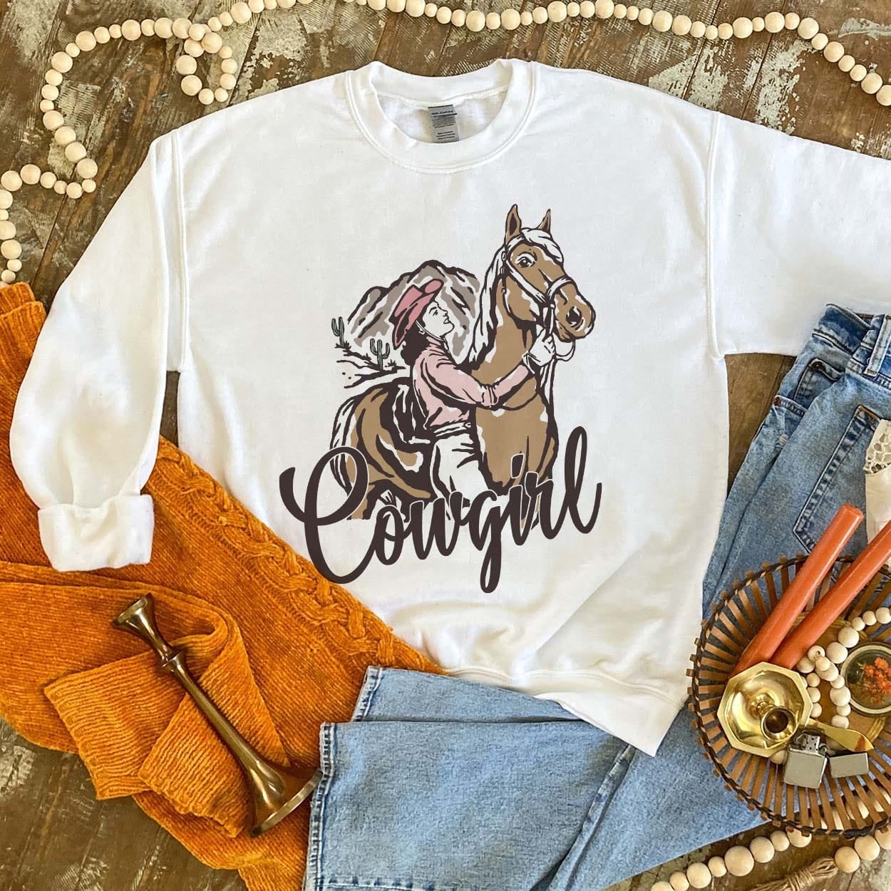 Cowgirl White Sweatshirt