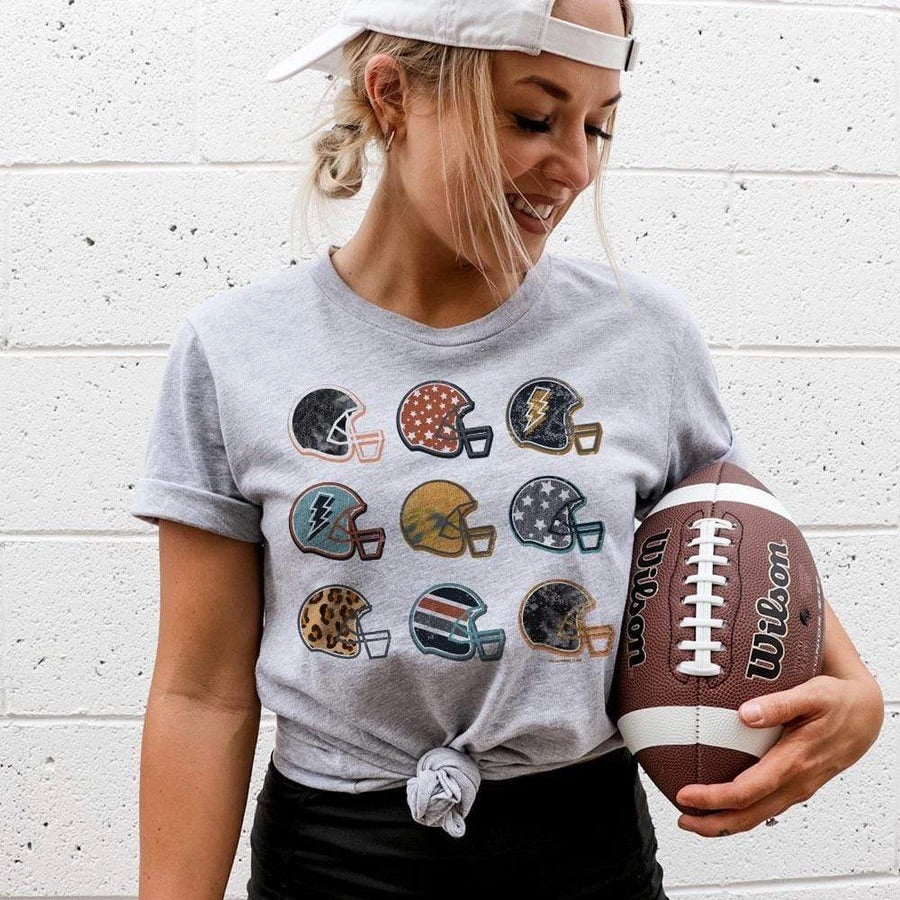 Football Helmet Collection Tee - Gray