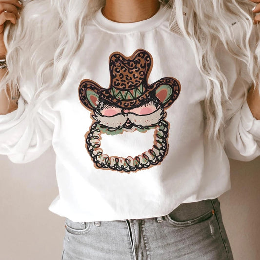 Western Santa Sweatshirt - White