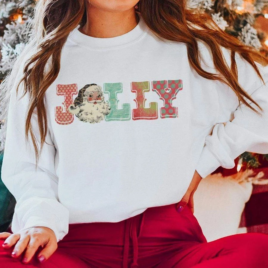 Jolly Santa Sweatshirt - White