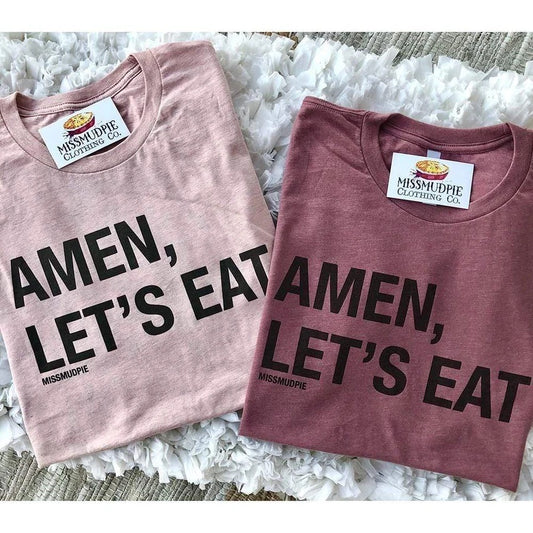 Amen, Let’s Eat Tee - Heather Peach