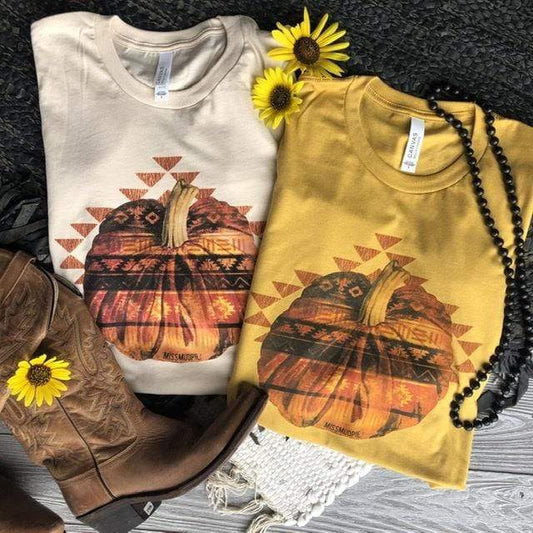 Southwestern Pumpkin Tee - Mustard