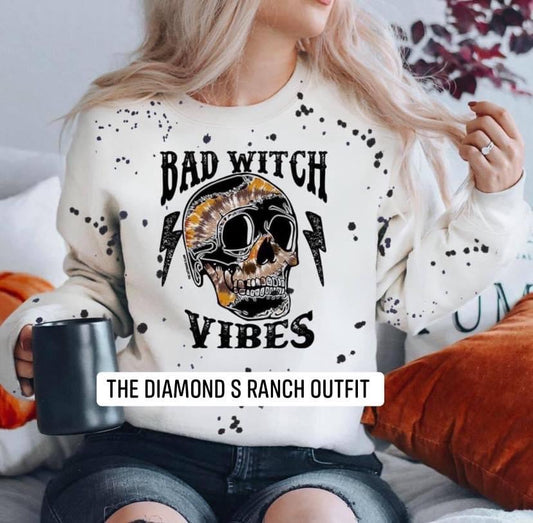 Bad Witch Vibes Splatter Sweatshirt - White