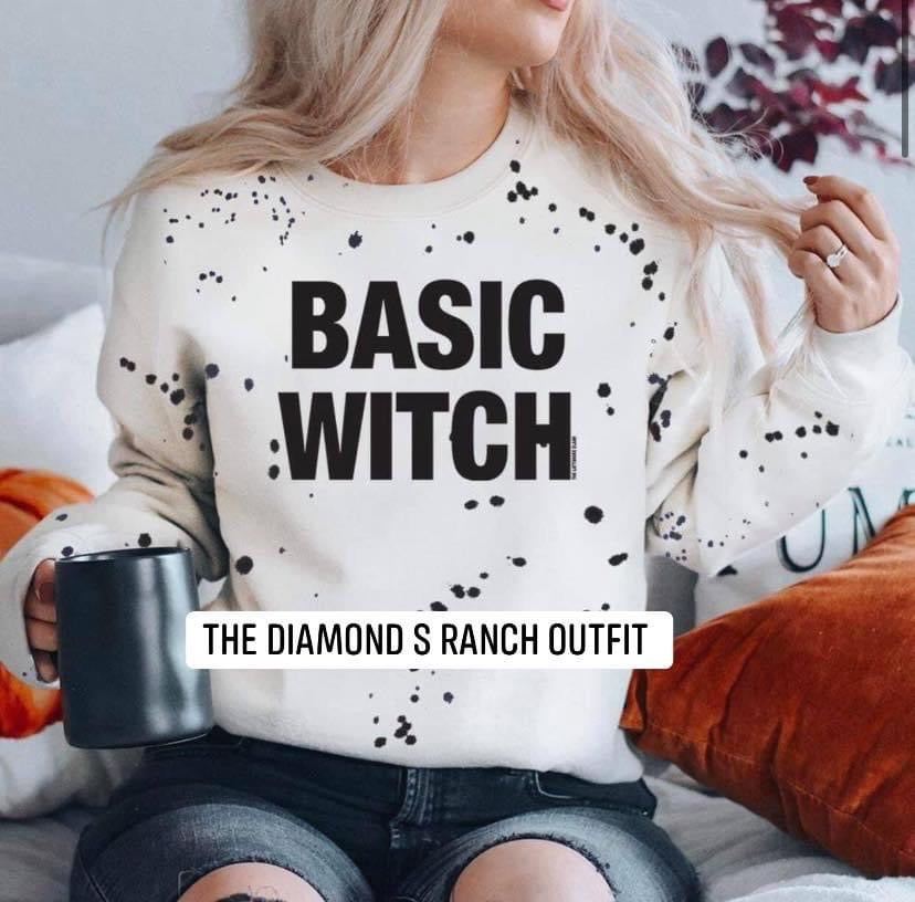 Basic Witch Splatter Sweatshirt - White