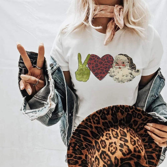 Peace Love Santa Tee - White