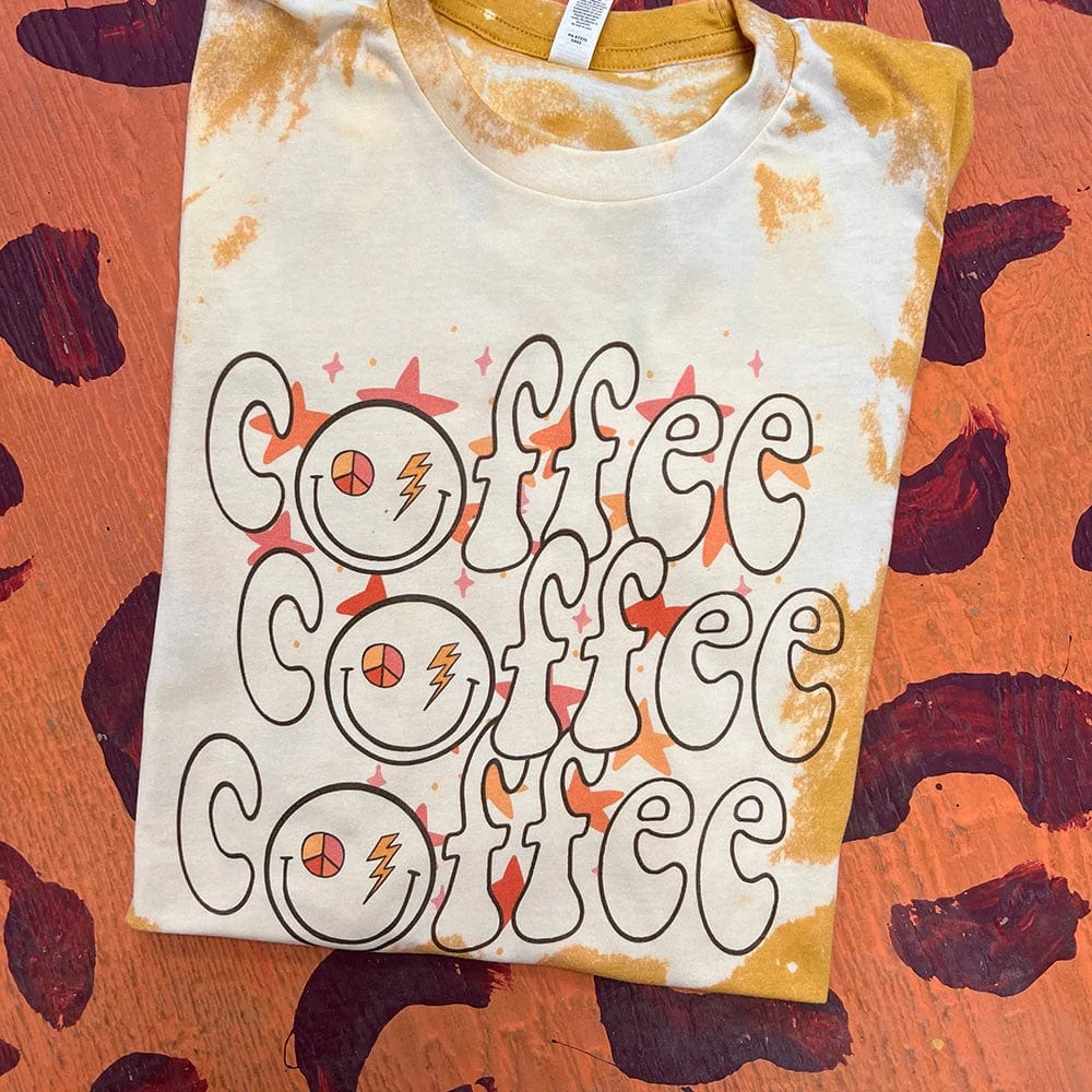 Coffee Coffee Coffee Bleached Tee - Mustard