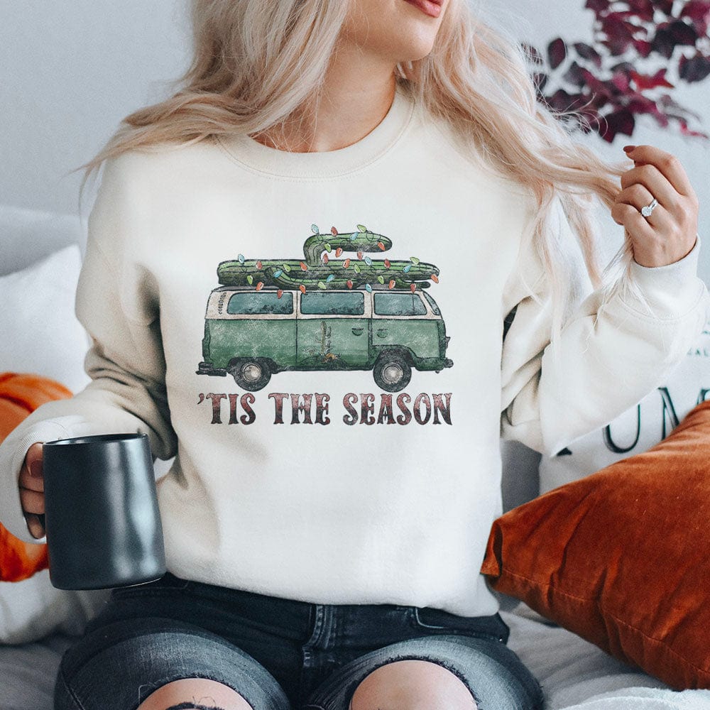 Tis the Season Cactus Van Sweatshirt - White