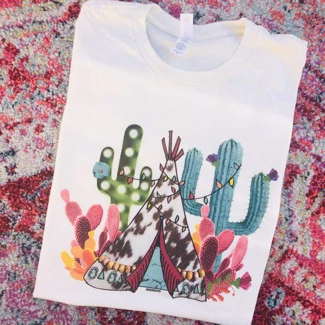 Cactus Teepee Tee - White